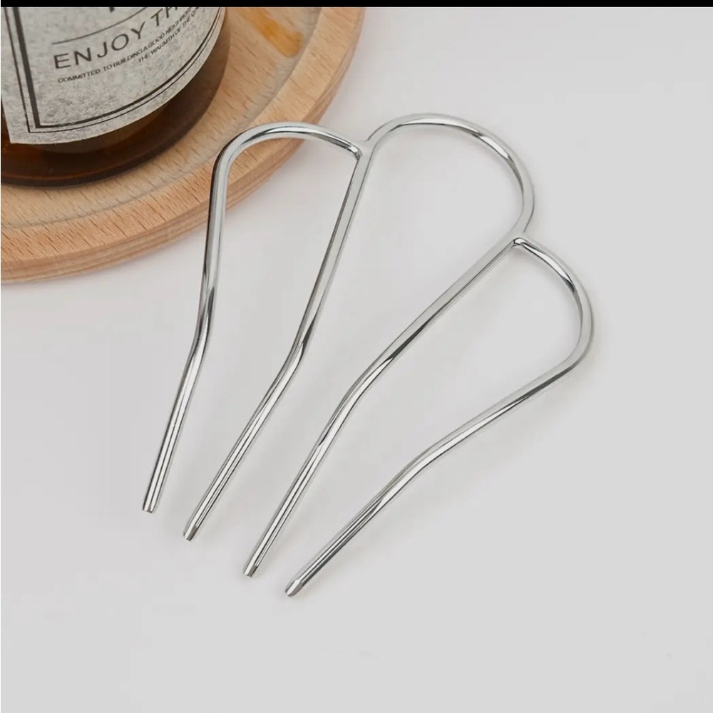 M Shaped Silver Hairpin
